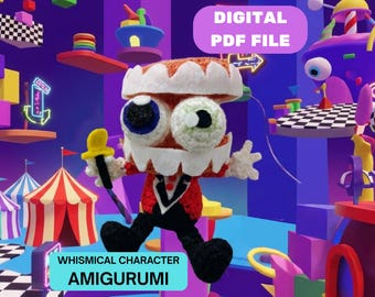 Caine Amigurumi Crochet Pattern | Lovable Evil AI Doll | Downloadable PDF file | Amazing Digital Circus