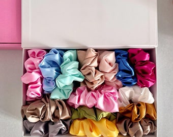 Create Your Own Silk Scrunchie Box | Scrunchie Pack Satin | Silk Satin Scrunchie Set | Gift Box | Soft Silk Scrunchie | Gentle Hair Tie