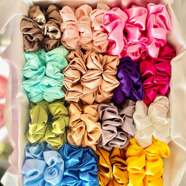 Create Your Own Silk Scrunchie Box | Scrunchie Pack Satin | Silk Satin Scrunchie Set | Gift Box | Soft Silk Scrunchie | Gentle Hair Tie