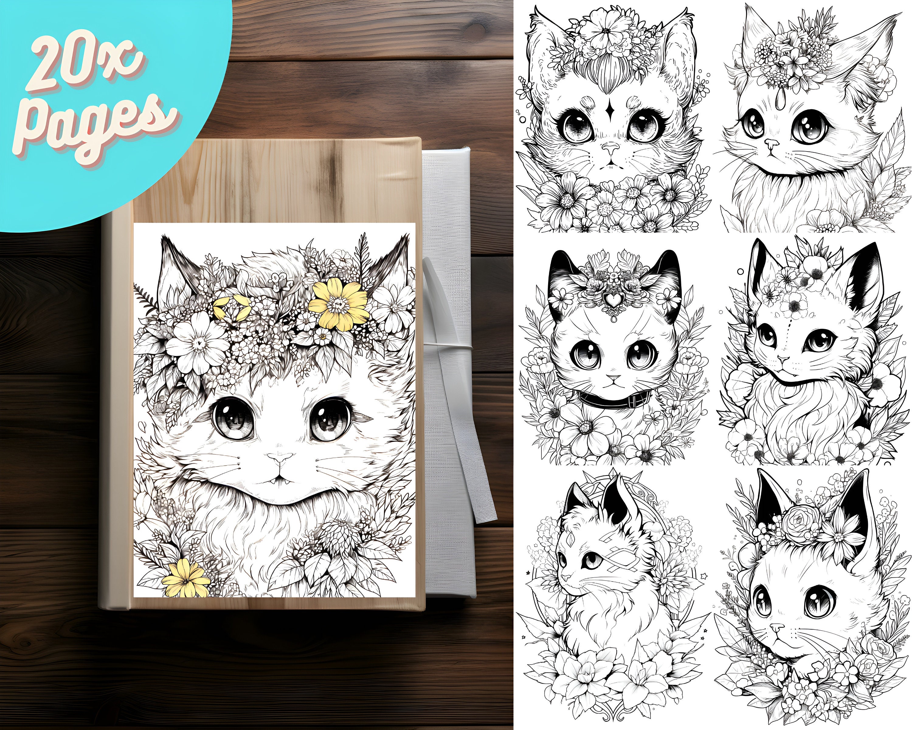 20x, Coloring Book - Anime Styled Cat Graphic by ProjectMile · Creative  Fabrica