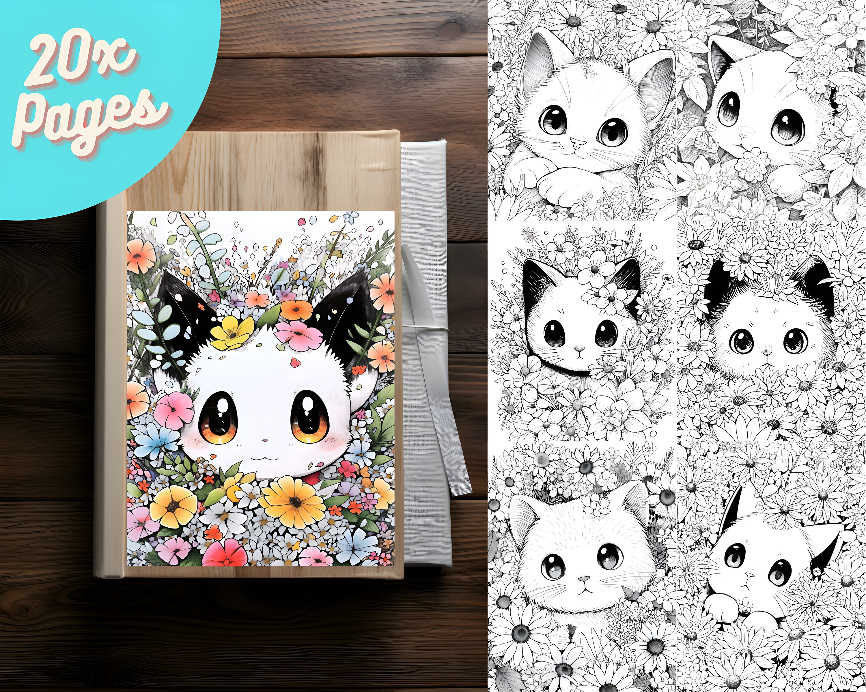 20x, Coloring Book - Anime Styled Cat Graphic by ProjectMile · Creative  Fabrica
