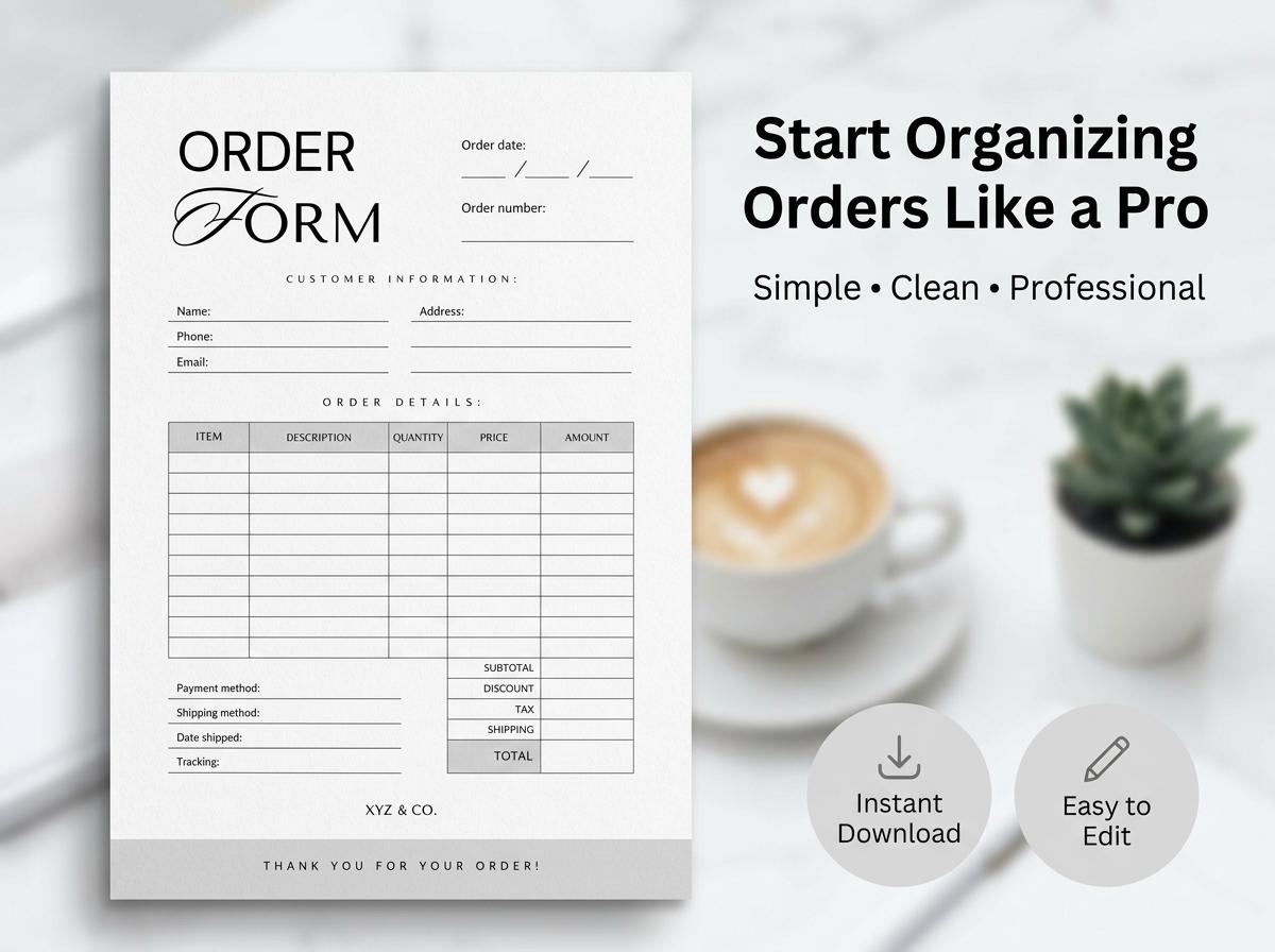 Editable Order Form Template for Crafters & Etsy Sellers | Small ...