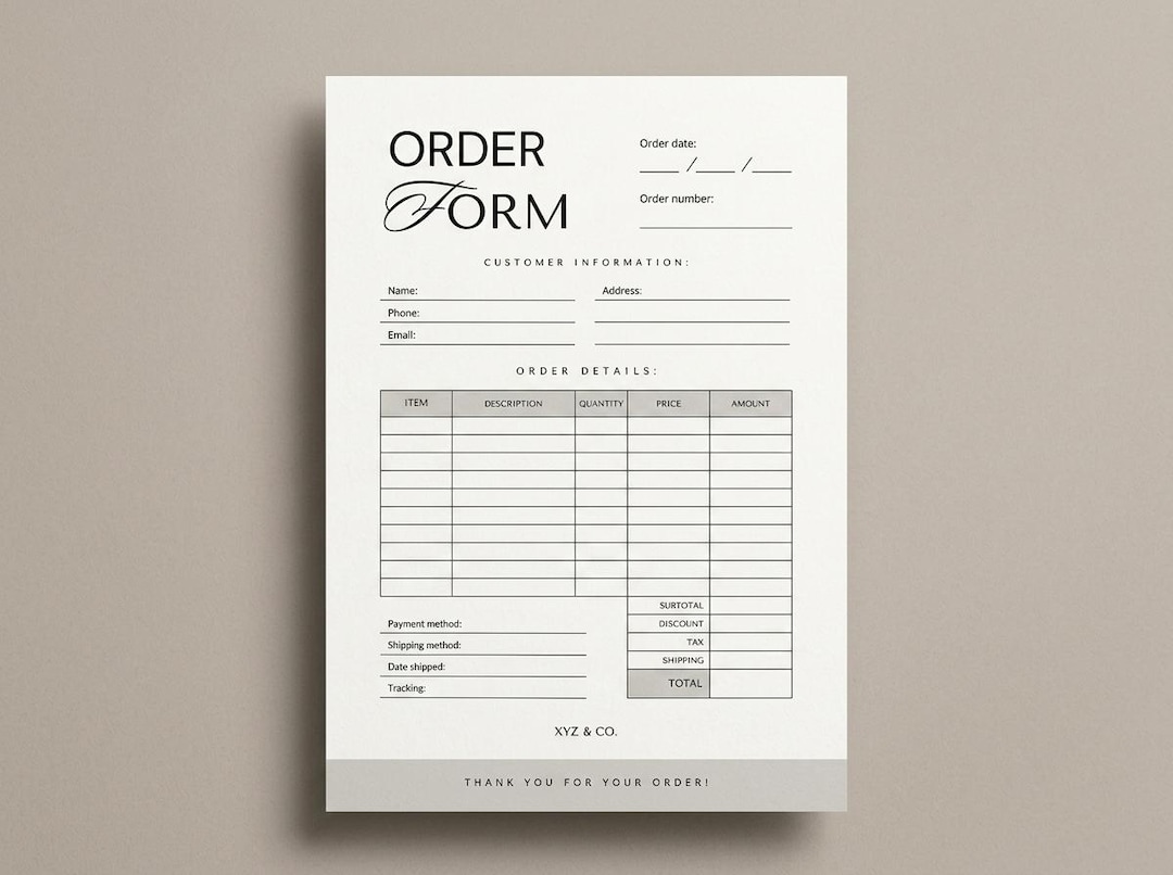 Editable Order Form Template for Crafters & Etsy Sellers | Small ...