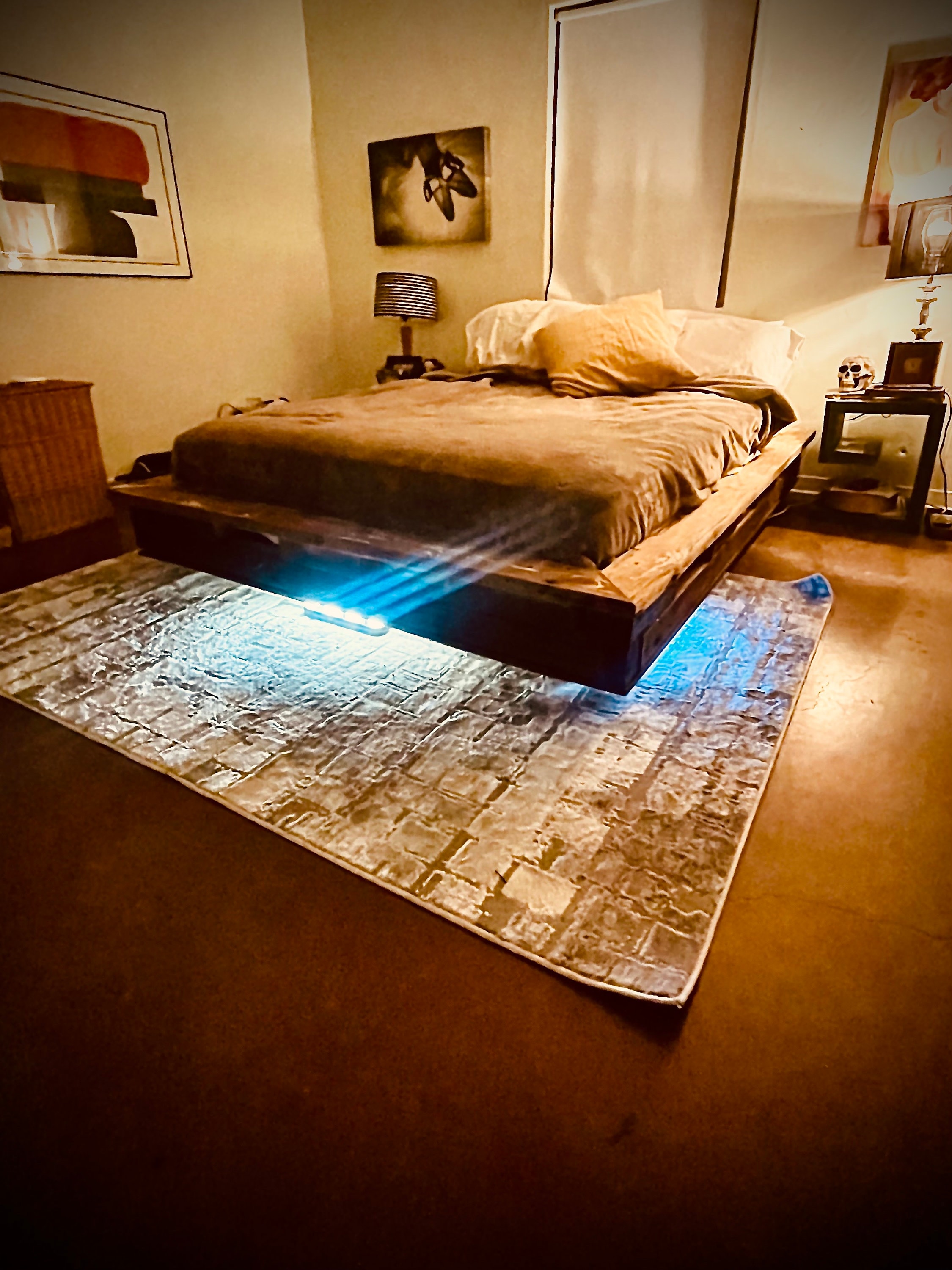 Floating pallet bed frame deals