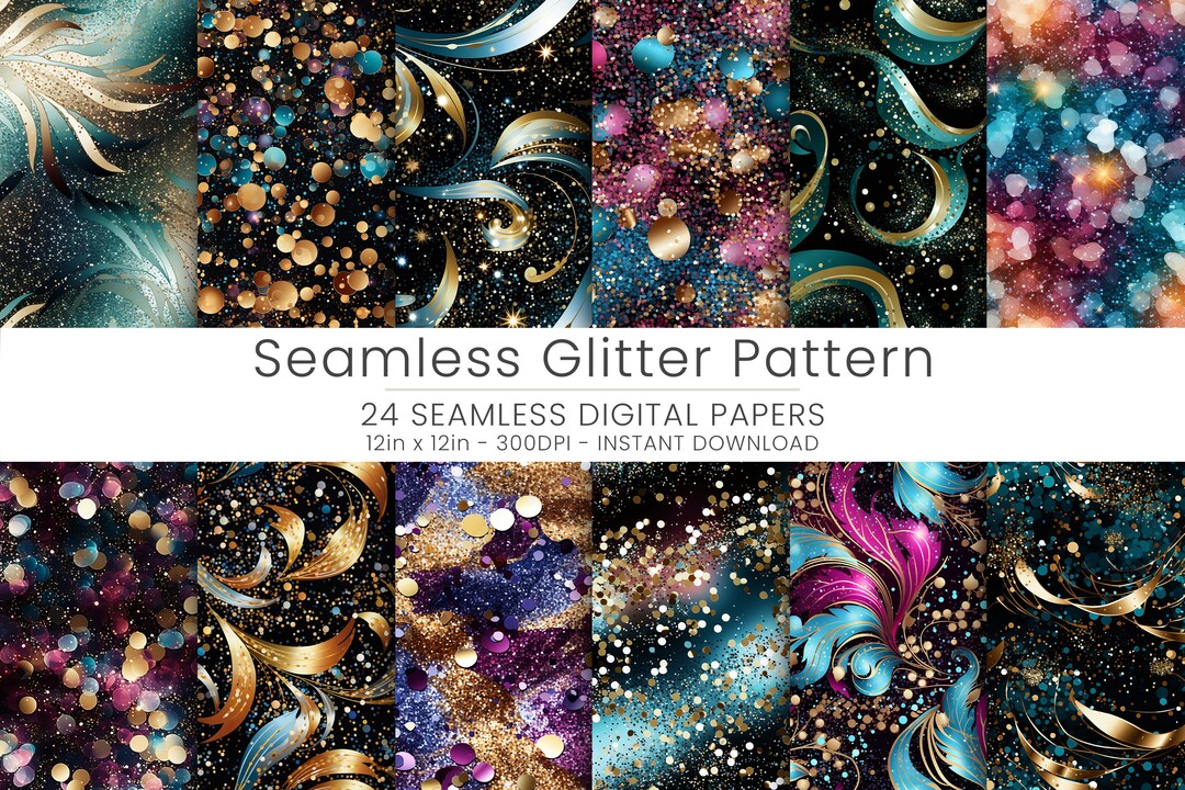 24 Seamless Glitter Pattern Digital Paper, JPG, Instant Download ...