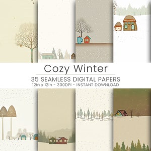 35 Cozy Winter Digital Paper Collection!, Instant Download, JPG, Repeatable, Home Decor, Digital Download, Semaless Paper, Cute Winter