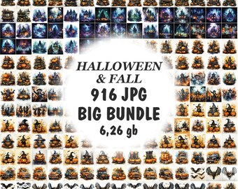 Halloween & Fall Digital Image Bundle – 916 JPGs (3000x3000 px)