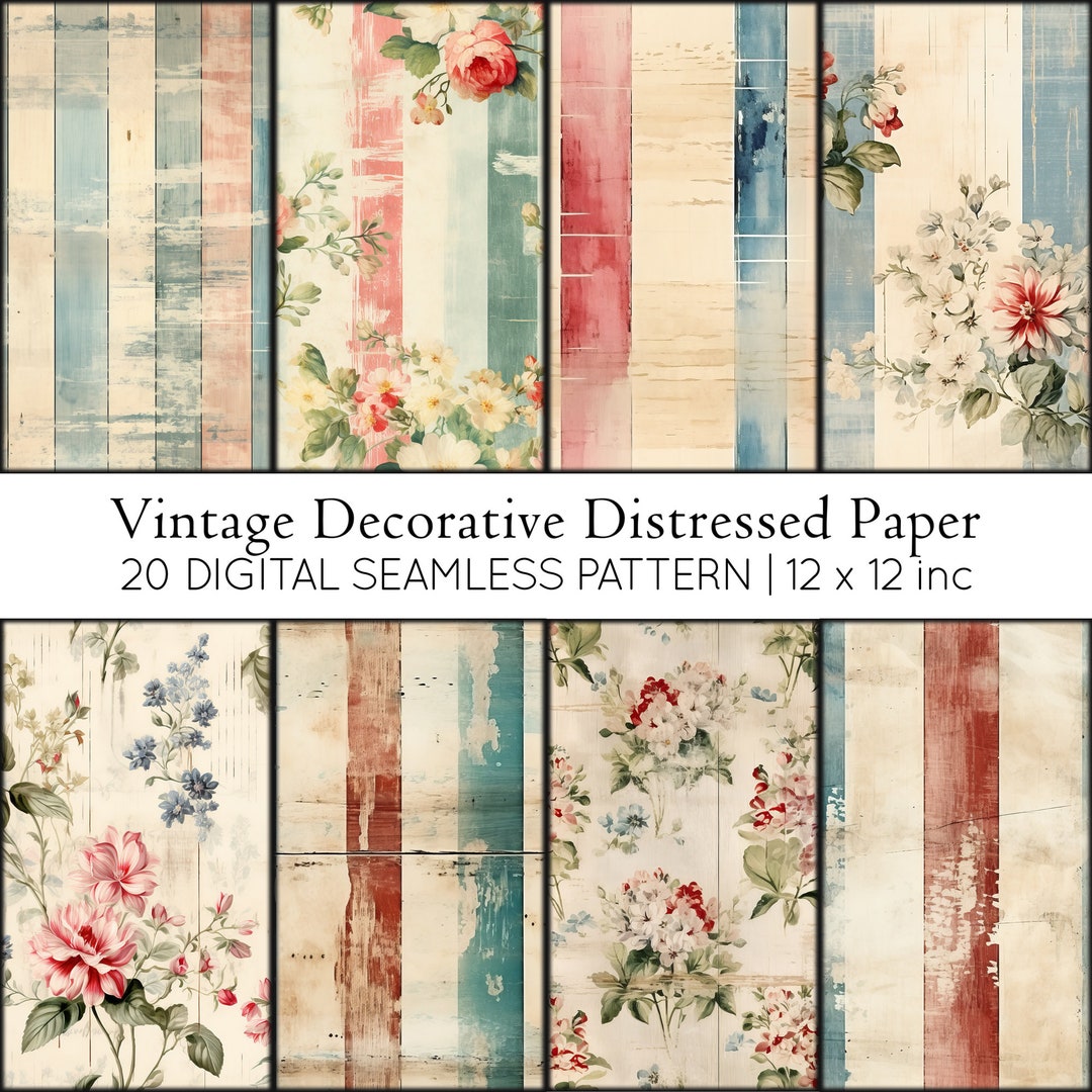 20 Vintage Decorative Distressed Paper, Digital Paper, Home Decor ...