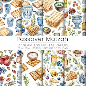 27 digitala matzah-papper för påsk, repeterbara, JPG, scrapbooking, direktnedladdning, påskmönster, matzah-mönster,