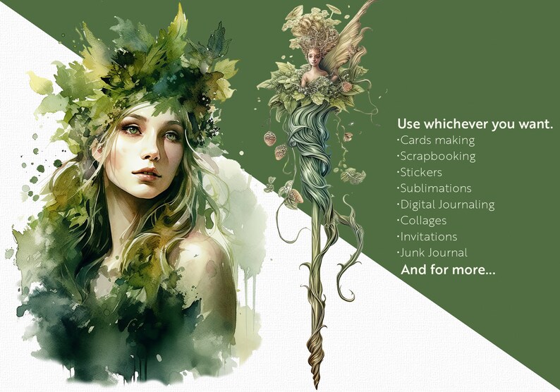 Watercolor Forest Fairy Clipart Bundle | 64 PNG Garden Elements ...