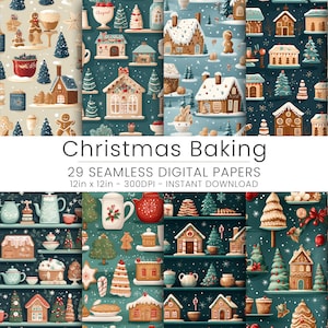 29 Christmas Baking Digital Papers - Festive Holiday Patterns for Scrapbooking - Instant Download Craft Supplies for DIY Projects