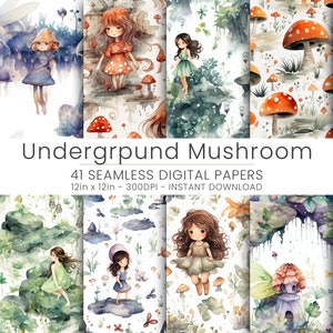 41 Underground Mushroom Images Digital Paper, Repeatable, Home Decoration, Mushroom Craft Art, Digital Download, JPG, Instant Download,