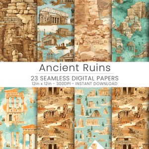 23 oude ruïnes digitaal papier. Home Decor, herhaalbaar, scrapbooking, JPG, Instant Download, naadloos patroon, oude ruïnes achtergrond