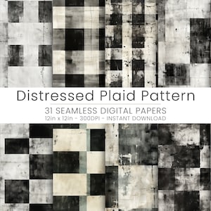 31 Distressed Plaid PatternDigitales Papier, wiederholtes Muster, Wohndekoration, Scrapbooking, JPG, sofortiger Download, digitaler Download