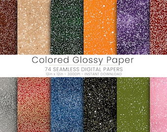 74 Seamless Colored Glossy Paper Patterns - Vibrant Scrapbooking Paper, High-Resolution JPGs for DIY Crafts and Digital Backgrounds