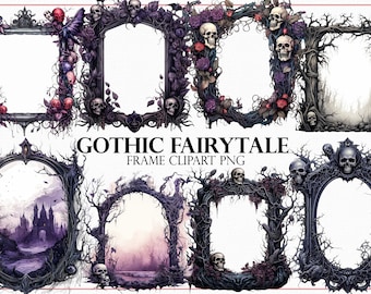 Gothic Fairytale Frame Clipart | 33 High-Quality PNG Designs for Scrapbooking, Crafts, Journals, DIY Projects, and Digital Art, Collages