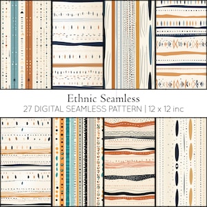 Conjunto de 27 papéis digitais étnicos sem costura - download instantâneo, decoração de casa, repetível, papel para scrapbook, JPG, papel abstrato