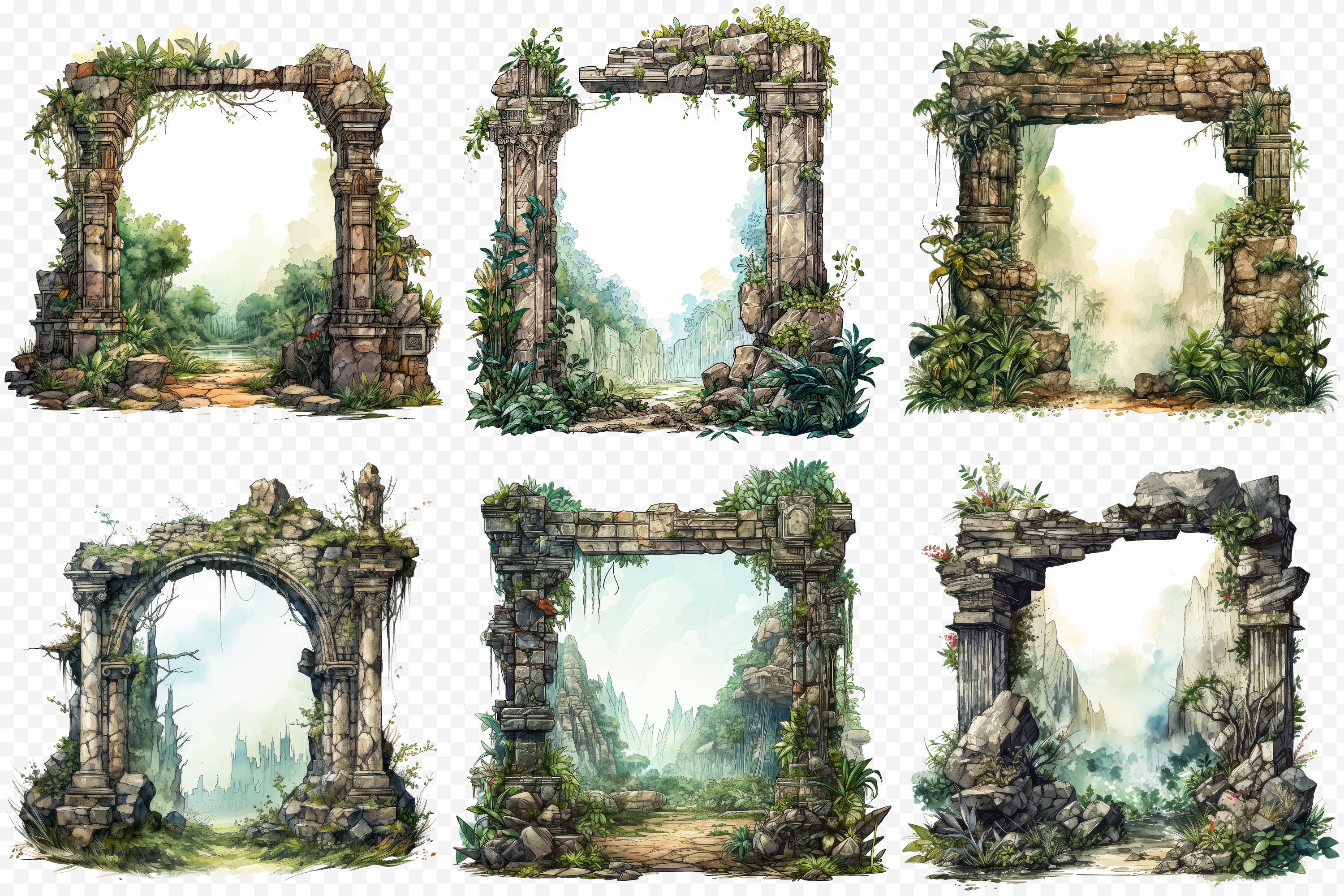 Ancient Ruins Frame Clipart | 28 High-quality PNG Designs for ...