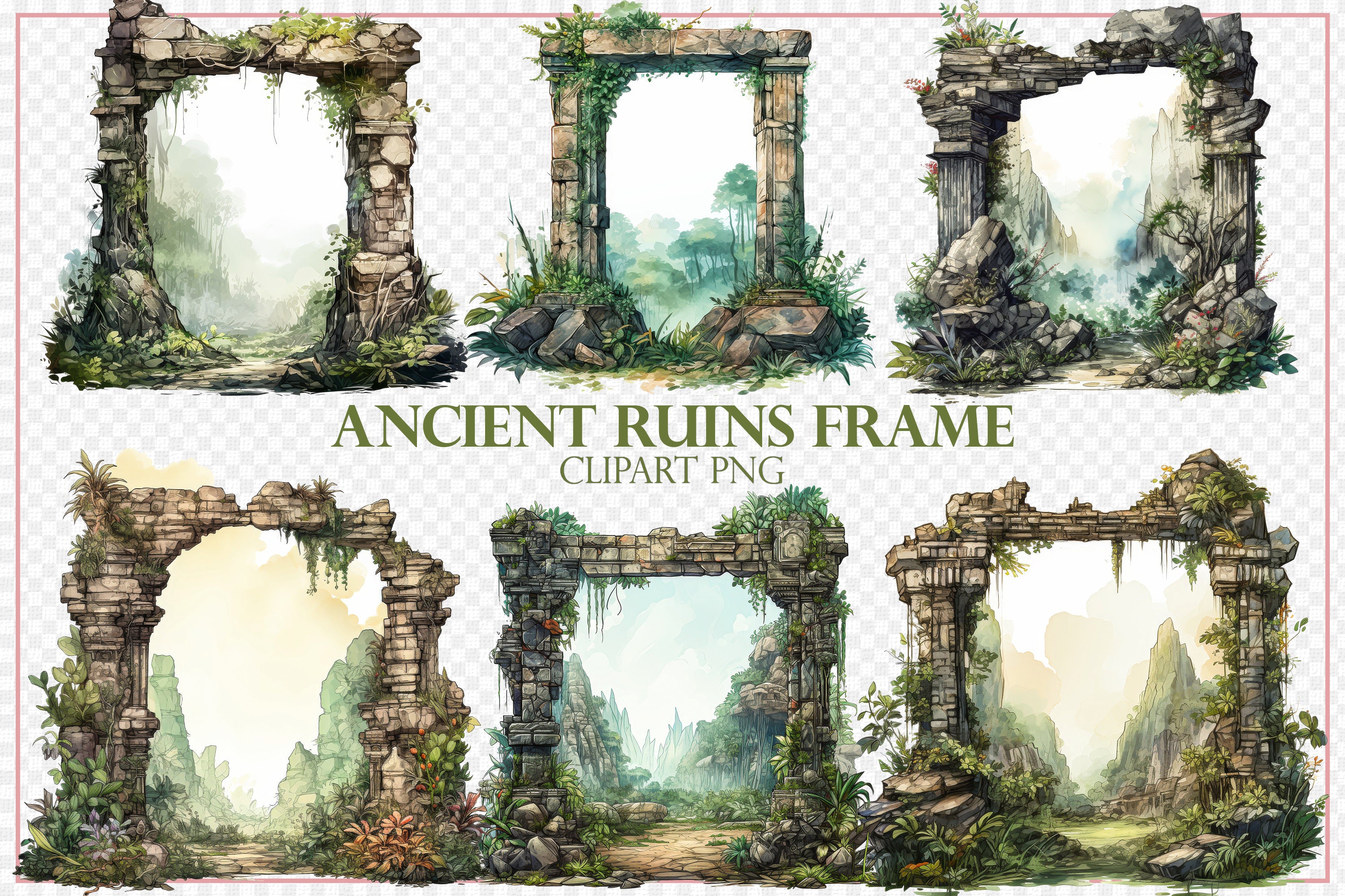Ancient Ruins Frame Clipart | 28 High-quality PNG Designs for ...