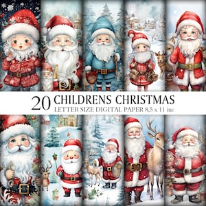 20 Papel digital tamaño carta navideña para niños, Scrapbooking y manualidades creativas - Papel navideño, Descarga instantánea, Diario basura,