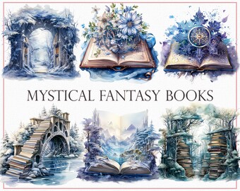 Mystical Books Clipart – Winter Fantasy, Spellbooks, Dragons (PNG)