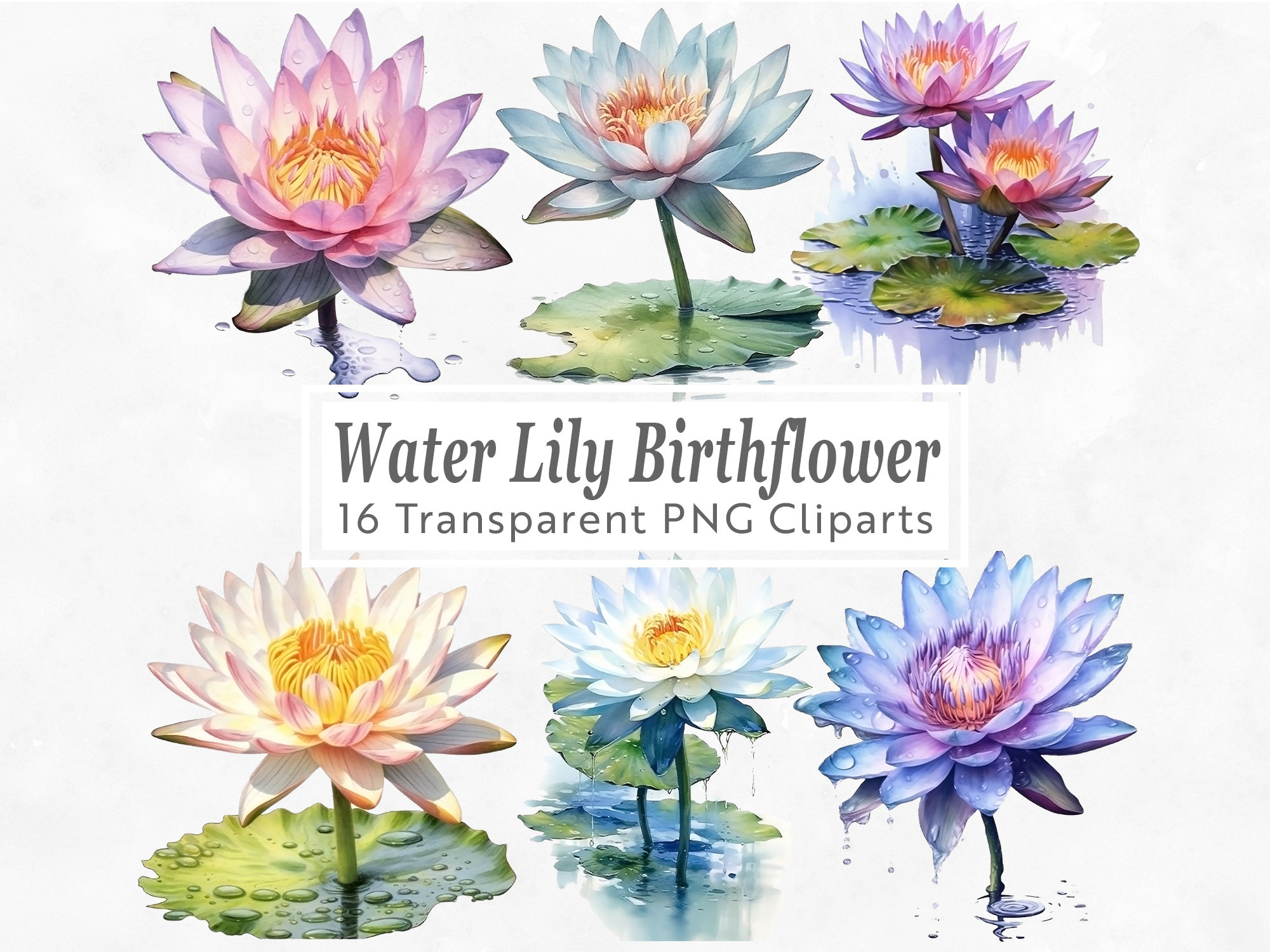Water Lily Birth Flower Clipart Floral Design Birth Flower Clipart Water Lily Flower July Birth