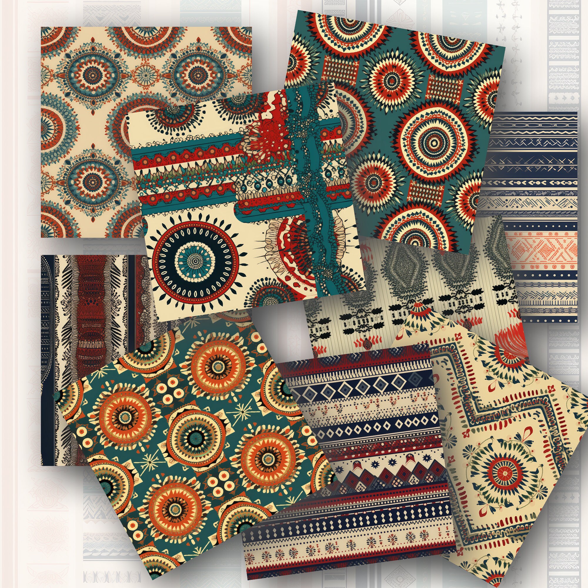 60 Boho Pattern Digital Paper - Instant Download, Home Decoration ...