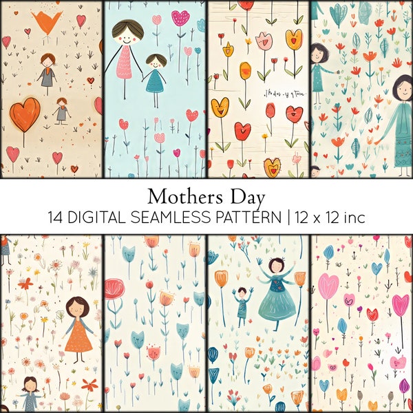 14 Mothers Day Digital Paper, Digital Paper, JPG, Instant Download, Scrapbooking, Mother Day, Repeatable