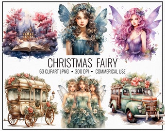 Christmas Fairy Clipart Set | 63 PNG Designs (Digital Download)