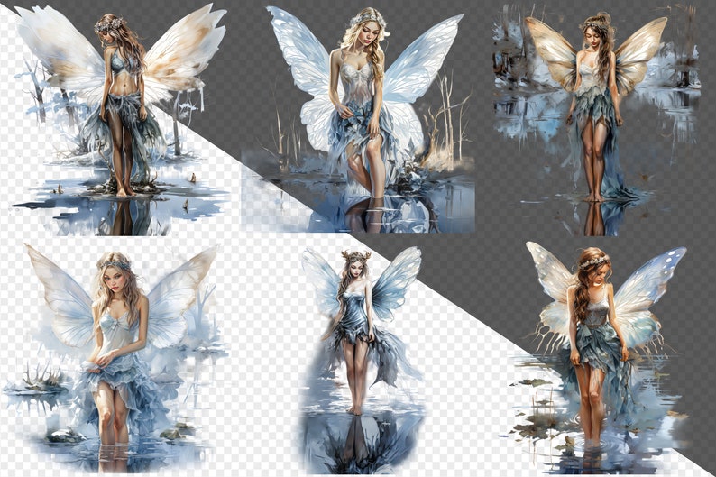 Winter Fairy Clipart Set | Watercolor Woodland PNG (digital Download ...