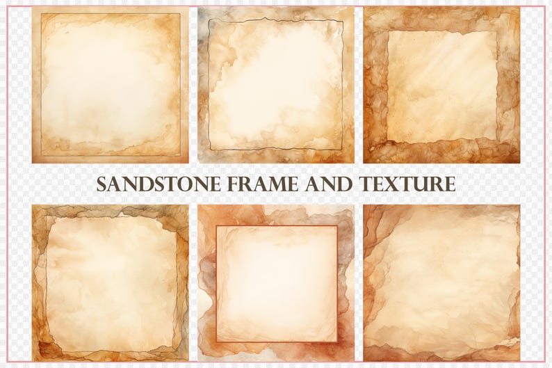 Sandstone Frame Sandstone Watercolor Frame Clipart JPG, 28 Rustic Earth Tone Frames ...