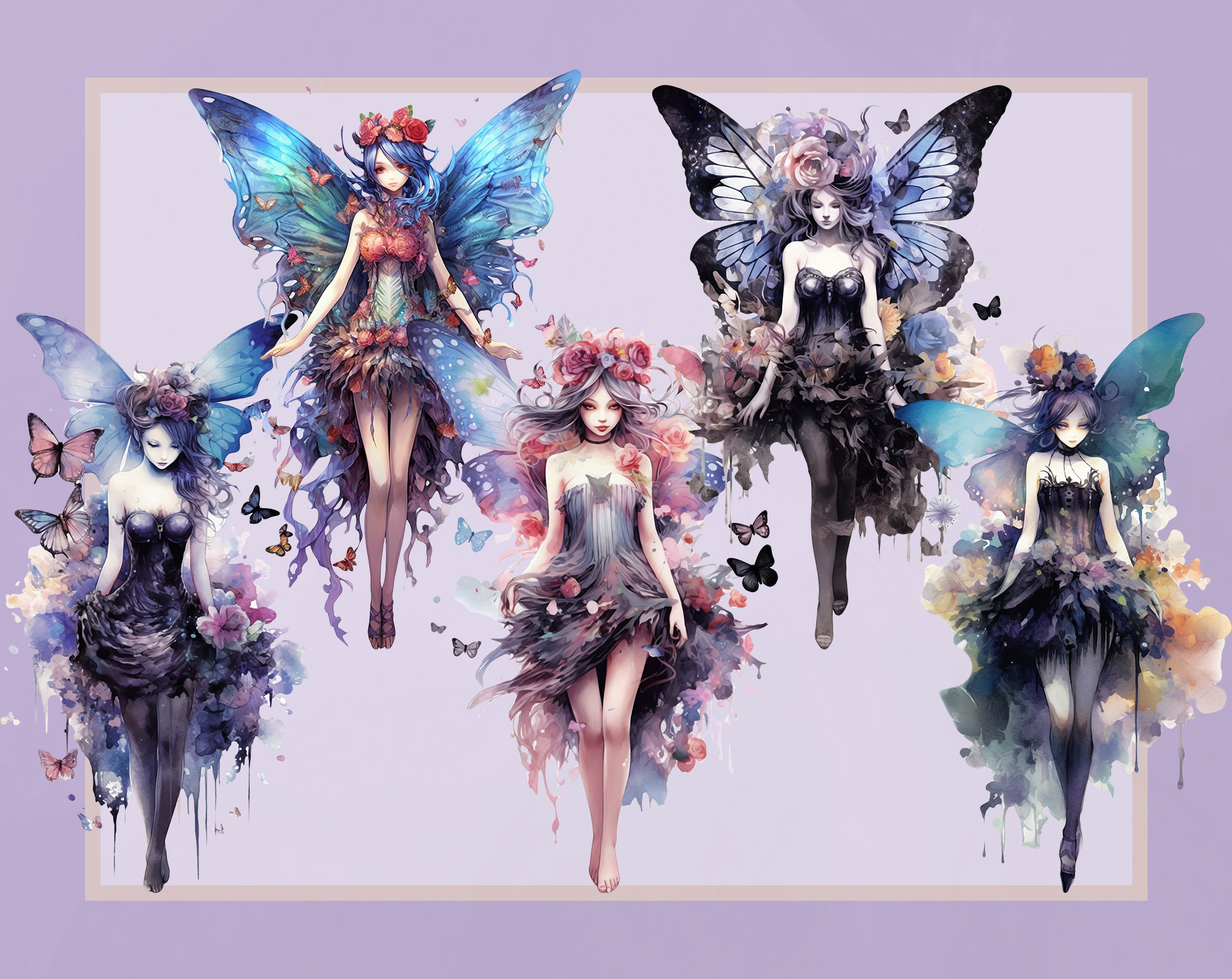 Gothic Fairy Clipart Bundle | 17 Dark Fantasy PNG Designs | Perfect for ...