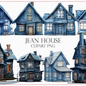 Jean House Clipart, 24 Fantasy Denim PNG, Crafting, and Graphic Design - High-Quality Denim Clipart and PNG Images, Denim-Themed Art
