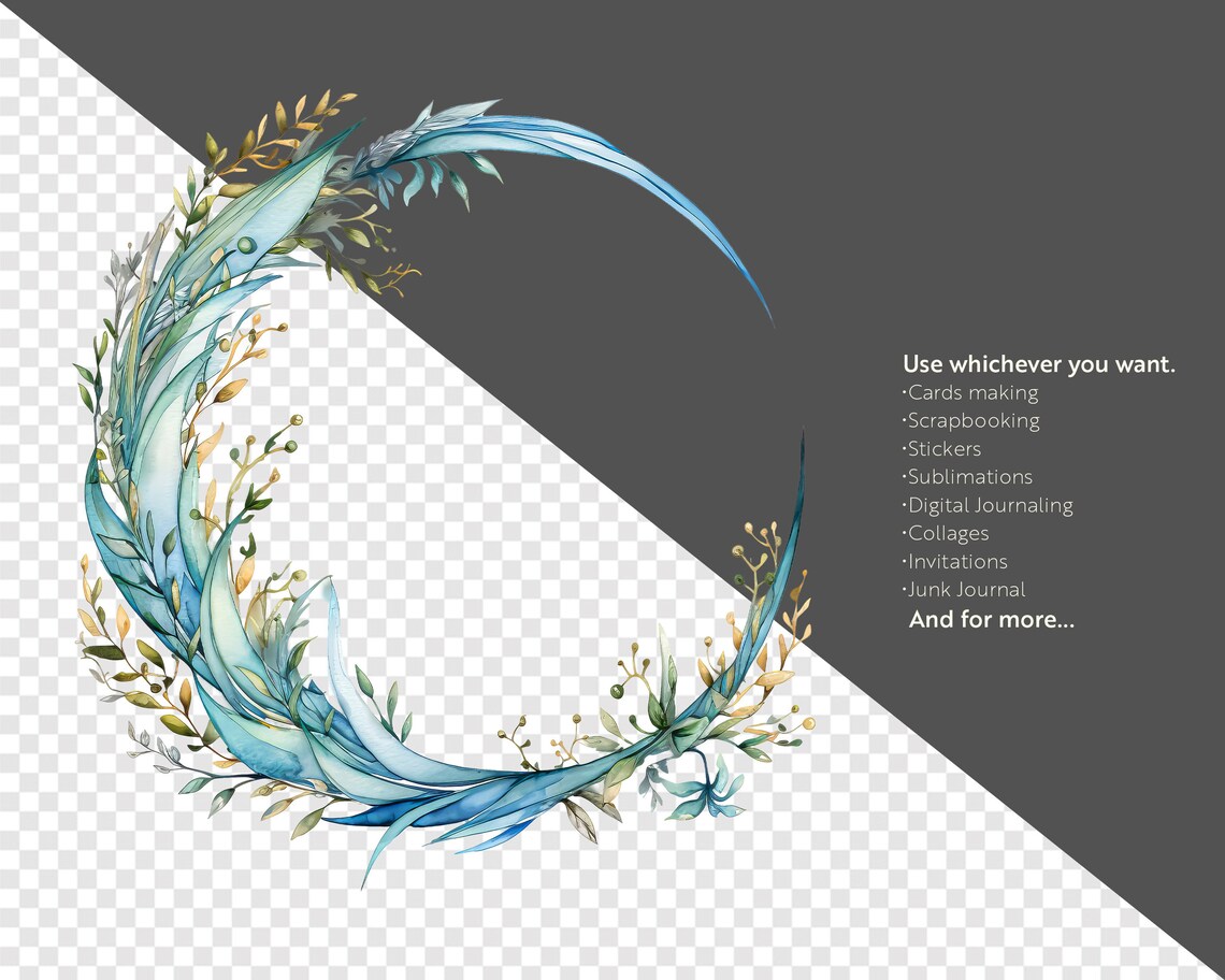 Crescent Moon Frame Clipart, Mystical Lunar Borders (digital PNG) - Etsy