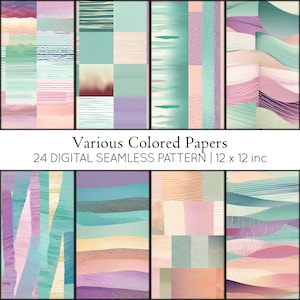 24 Various colored papers Digital Paper, Digital Paper, JPG, Instant Download, Scrapbooking, Repeatable, Sstripes Patterns