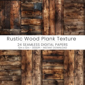 24 patrones sin costuras con textura de tablones de madera rústica: papel digital natural para álbumes de recortes, manualidades, invitaciones y proyectos de bricolaje, fondo JPG