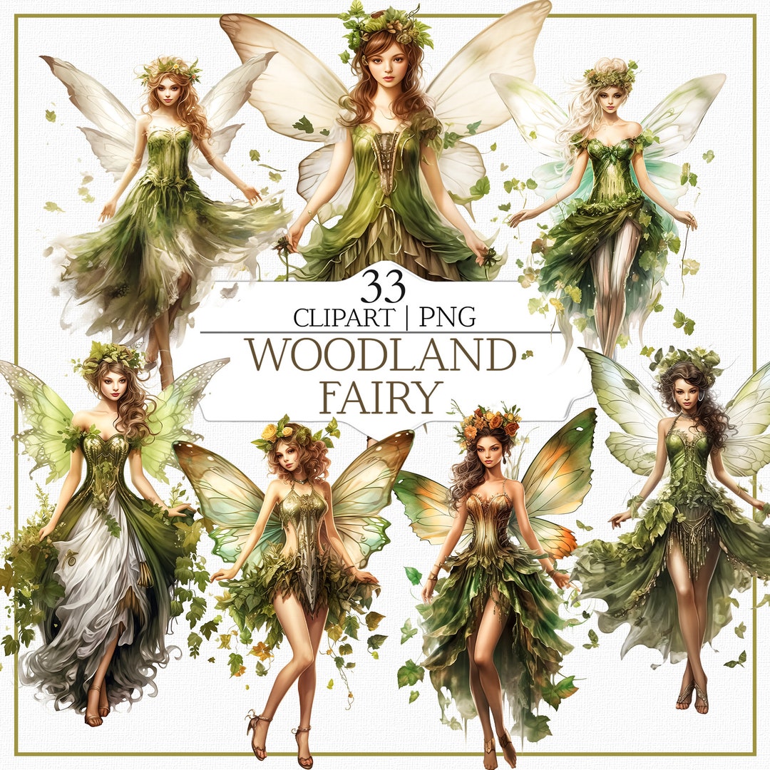 Watercolor Woodland Fairy Clipart Set | 33 PNG Designs (digital ...