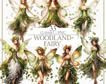 Woodland Fairy Clipart Set | Watercolor Fairy PNG Elements | Perfect for Invitations, Nursery Decor, Scrapbooking, Cards, & Crafts