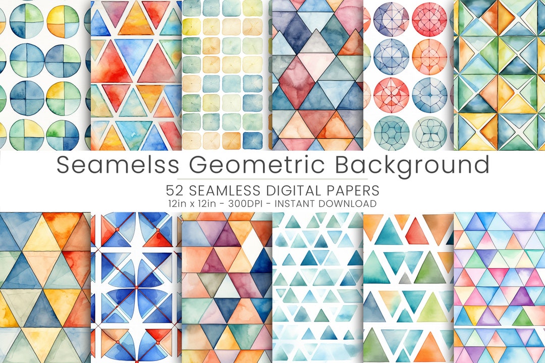 52 Seamless Geometric Background Digital Paper, JPG, Instant Download ...