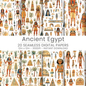 20 Ancient Egypt Digital Paper, Home Decor,Repeatable, Scrapbooking, JPG, Instant Download, Papyrus Vintage Ancient Egyptian Patterns