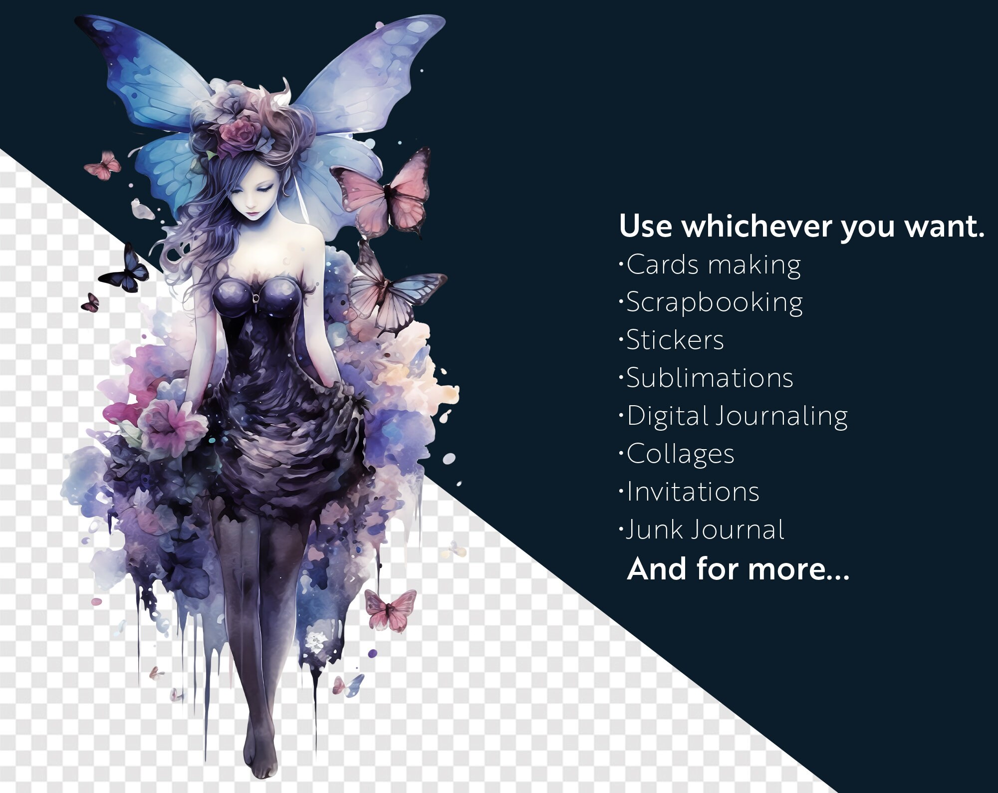Gothic Fairy Clipart Bundle | 17 Dark Fantasy PNG Designs | Perfect for ...