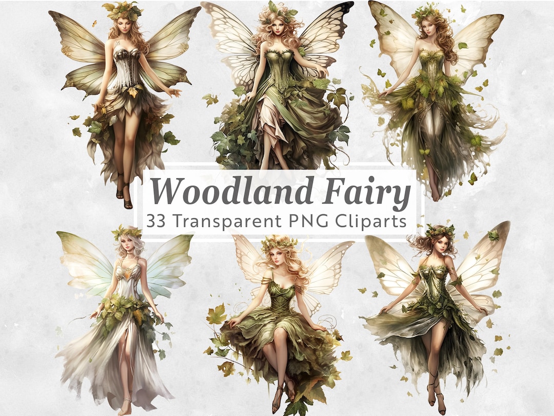 33 PNG Woodland Fairy Clipart Bundle Featuring Enchanting - Etsy Australia