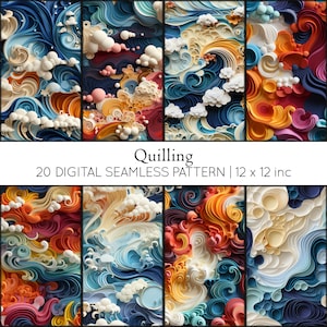 Dive into the intricate world of quilling with our &#39;20 Quilling Digital Paper&#39; collection!Home Decor, Scrapbooking, JPG, Digital Download