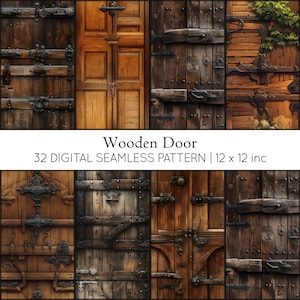 32 Houten Deur Digitaal Papier - Open de deur naar eindeloze creatieve mogelijkheden. Herhaald patroon, Home Decor, Scrapbooking, JPG