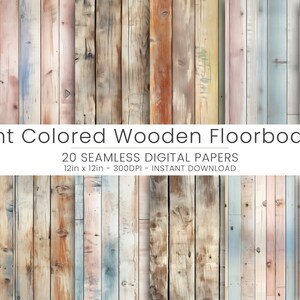 May include: 20 seamless digital papers featuring light colored wood floorboards. Each paper is 12 inches by 12 inches and 300 DPI.