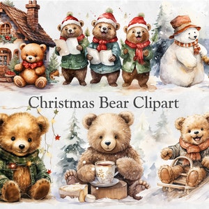 51 Kerstbeer Clipart, Winterthema Beer, Scrapbooking, Uitnodigingen, Wenskaarten, Kaarten maken, Sublimaties, Collages, Junk Journals
