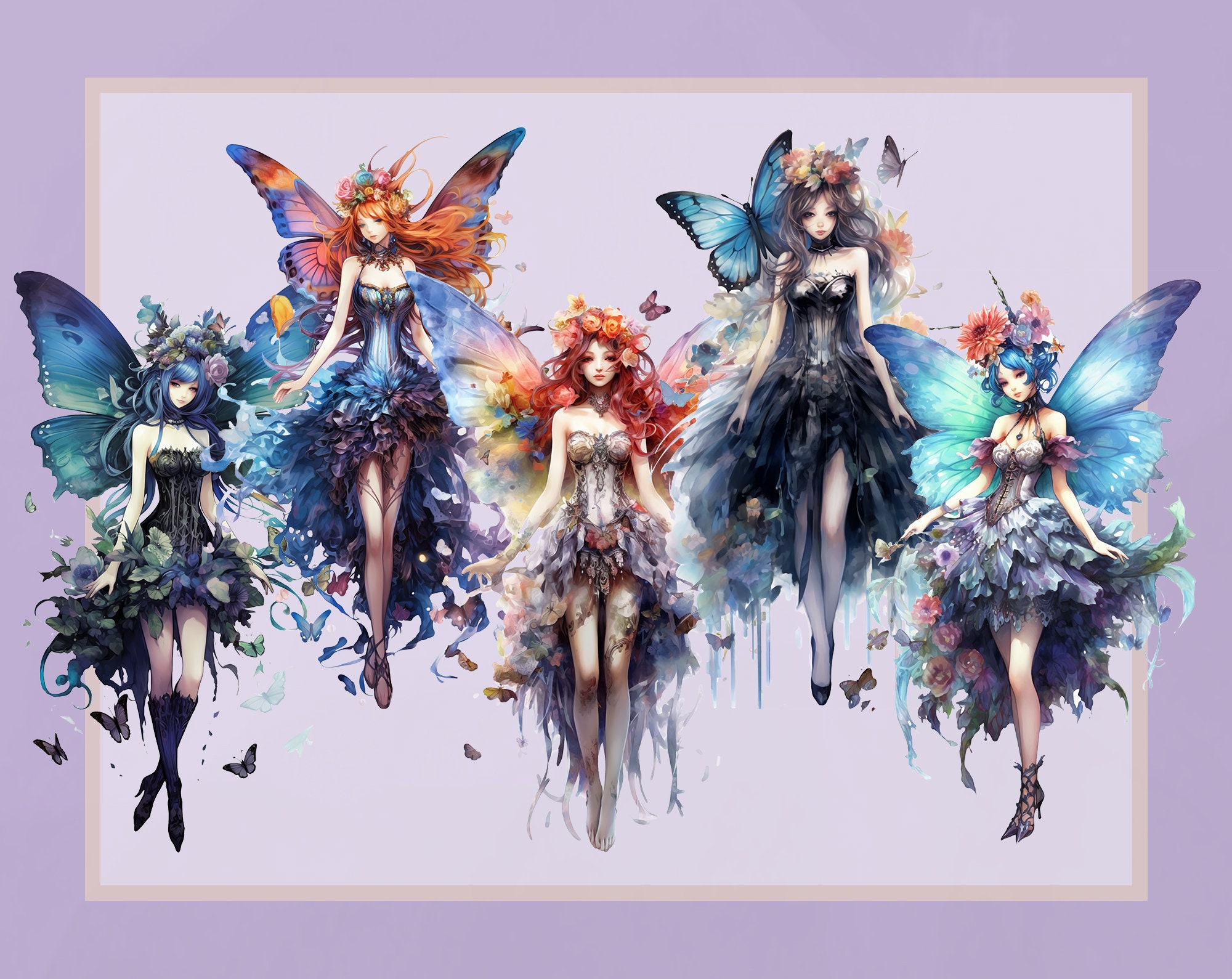 Gothic Fairy Clipart Bundle | 17 Dark Fantasy PNG Designs | Perfect for ...