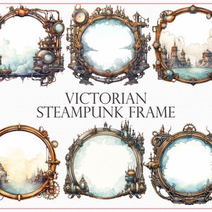 Victorian Steampunk Frame - Futuristic Steam-Powered Décor, Antique Steampunk, Retro Technology, Steam-Powered Art, Scrapbooking, 36 Clipart