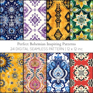 24 perfecte Boho inspirerende patronen digitale papers, herhaalbaar, JPG, scrapbooking, Instant Download, Boho Home Decor, Boho Decor