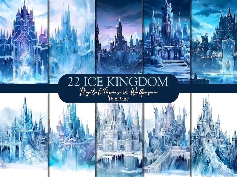 Ice Kingdom Digital Paper, Winter Castle Landscape (digital Download